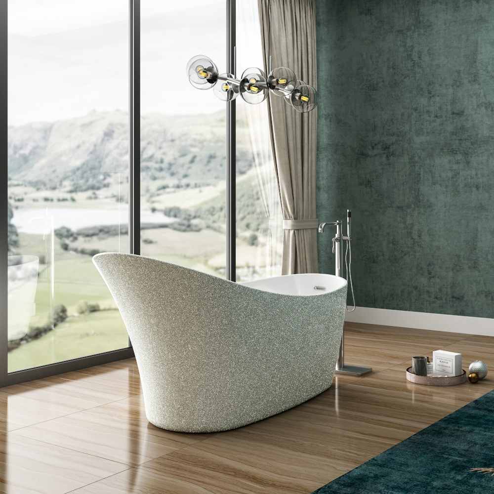 Charlotte Edwards Portobello Sparkling Silver 1590 x 680mm Modern Freestanding Bath