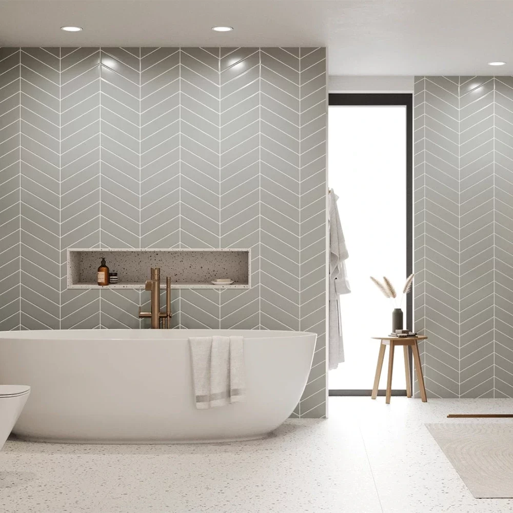 Dark Grey Chevron Reco PVC Tile Wall Panels