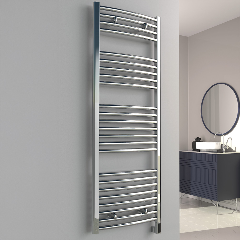 Reina Diva Chrome 1000 x 500mm Curved Electric Radiator, AG50100CC-E