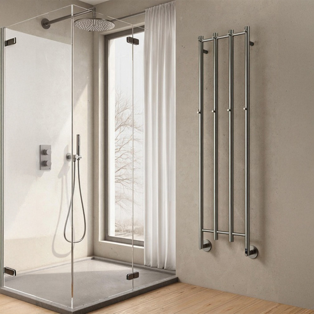 1400 Shower Radiator Reina Solara 1500 x 400mm Polished Stainless Steel Bathroom Electric ...