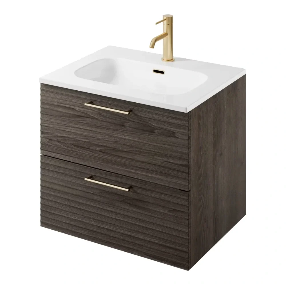 Rhythm Lave Oak Wall Hung Vanity Unit - 600mm