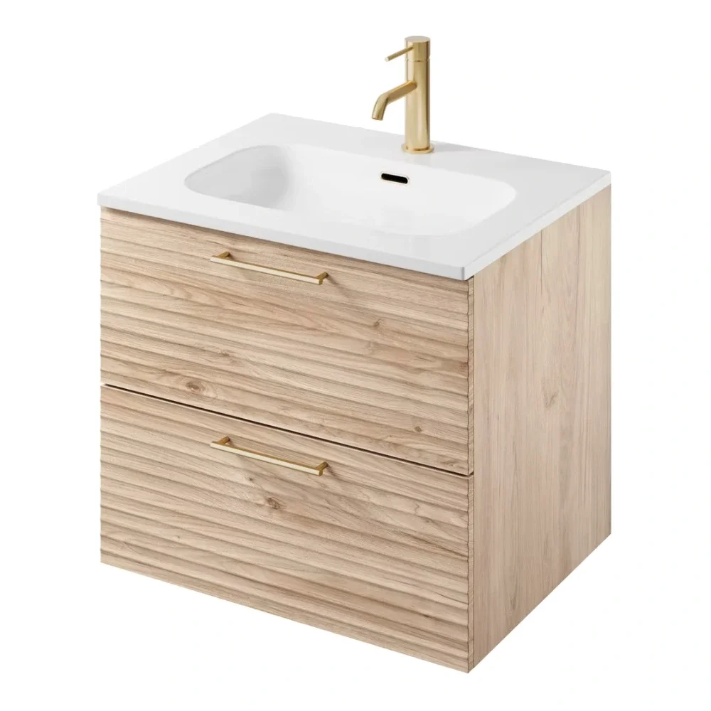 Rhythm Light Oak Wall Hung Vanity Unit - 600mm