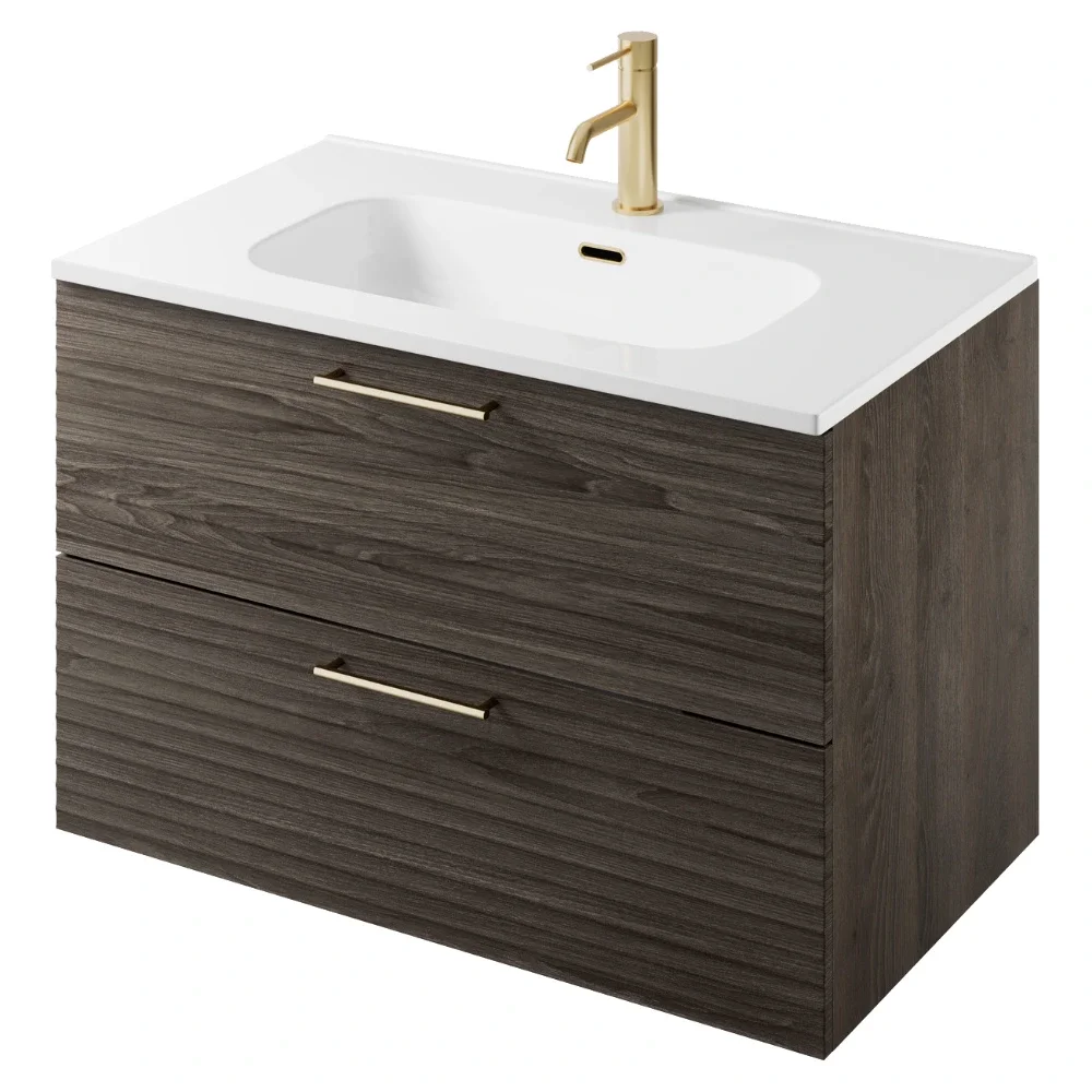 Rhythm Lave Oak Wall Hung Vanity Unit - 800mm
