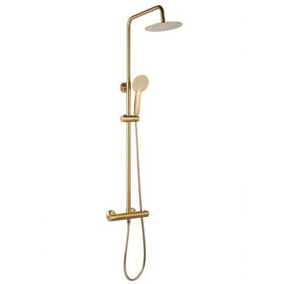 Ripley Round Thermostatic Dual Head Shower Set - Brushed Brass - Signature