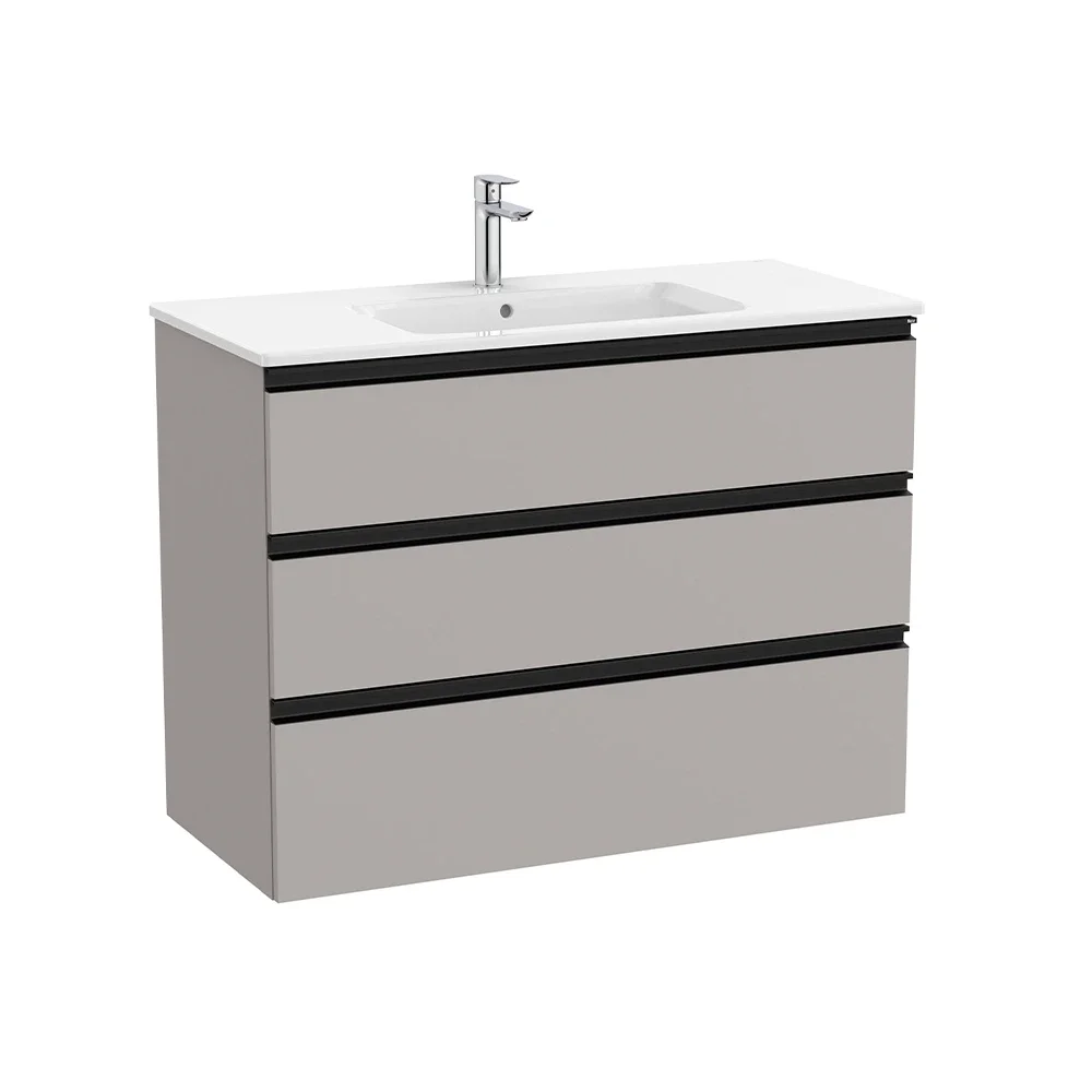 Roca The Gap 1000mm Matt Grey 3 Drawer Vanity Unit & Basin