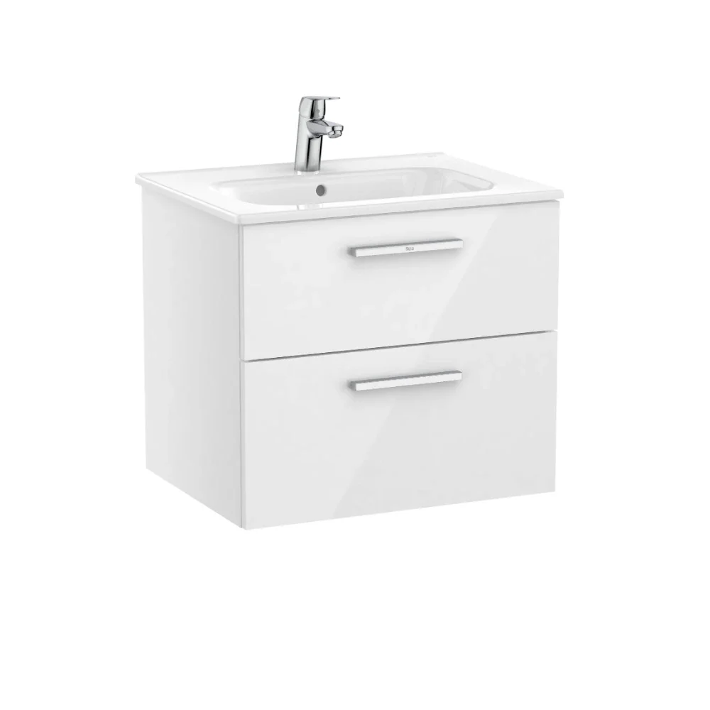 Roca Victoria 605mm 2 Drawer Vanity Unit & Basin - Gloss White