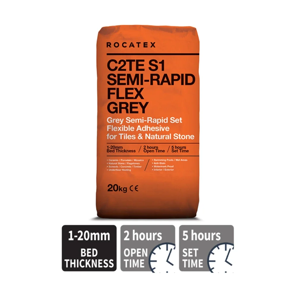 Rocatex C2TE S1 Semi Rapid Flex Grey Adhesive - 20KG