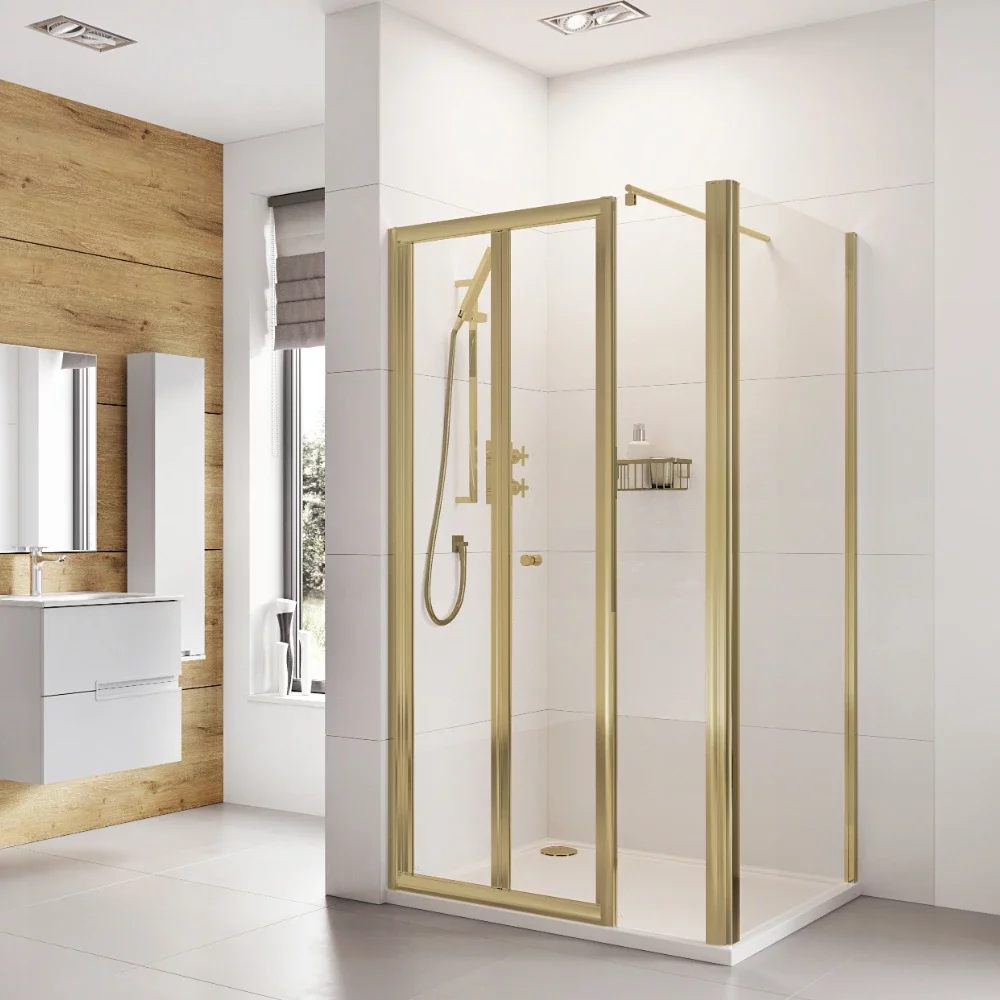 Haven6 Brushed Brass 1000mm Bi-Fold Shower Door