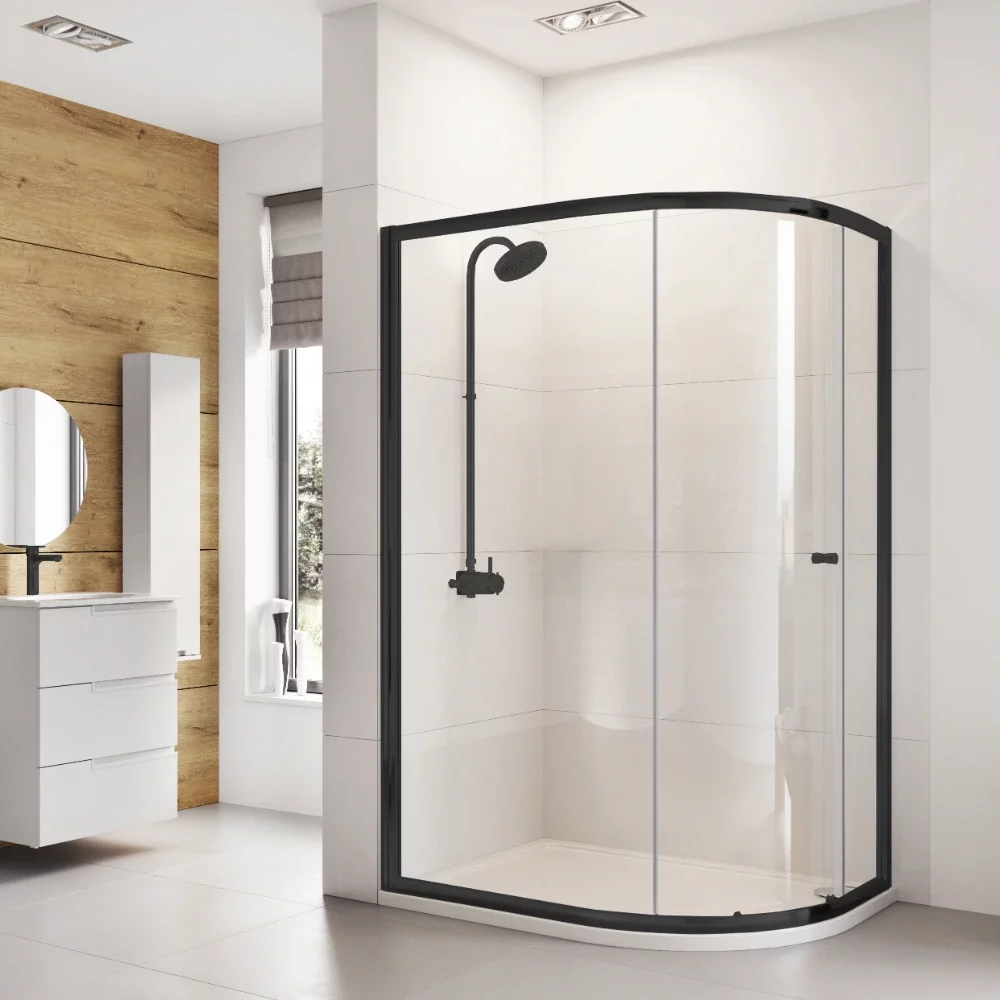 Roman Haven6 Matt Black 900mm One Door Quadrant Shower Enclosure