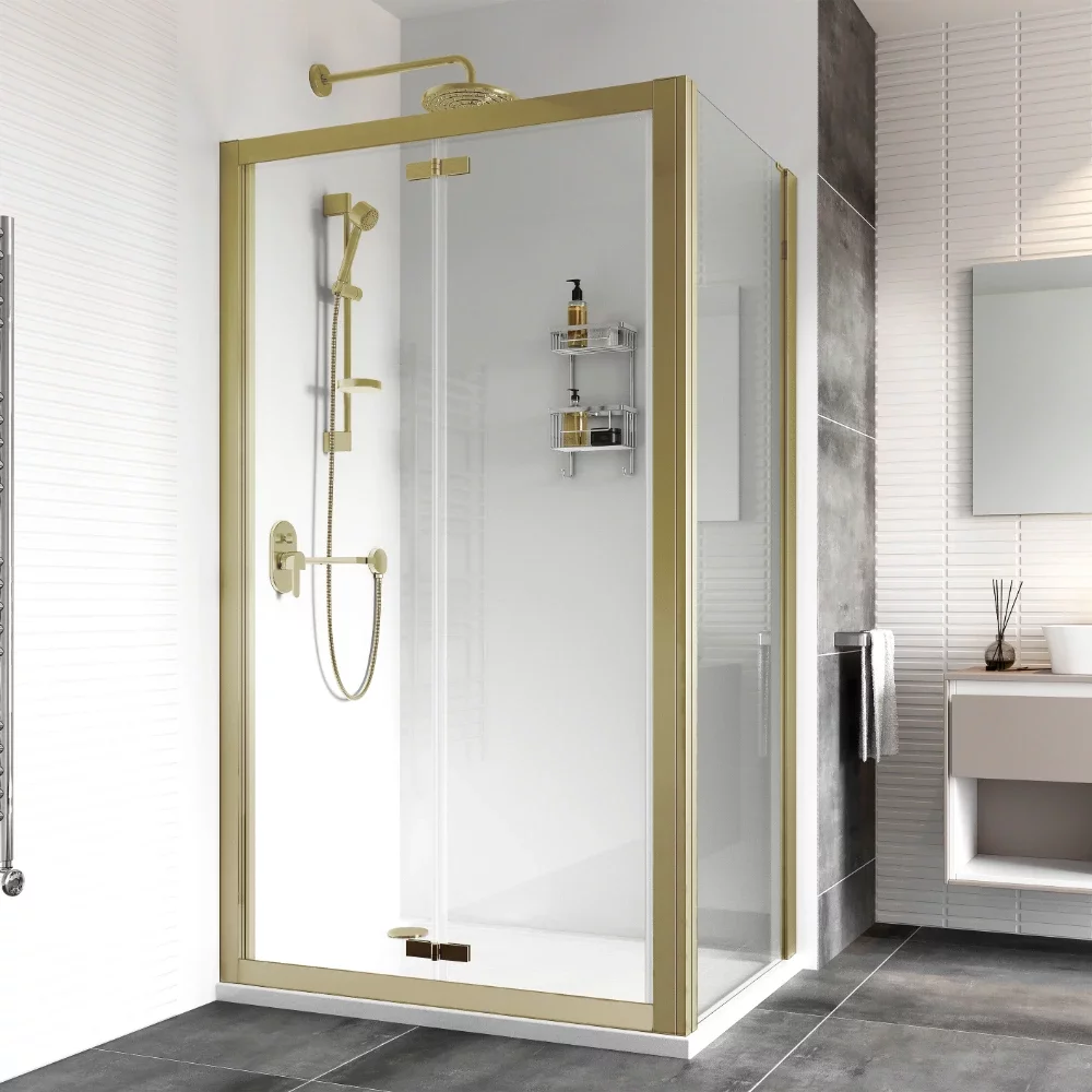 Roman Haven8 Brushed Brass 900mm Bi-Fold Shower Door