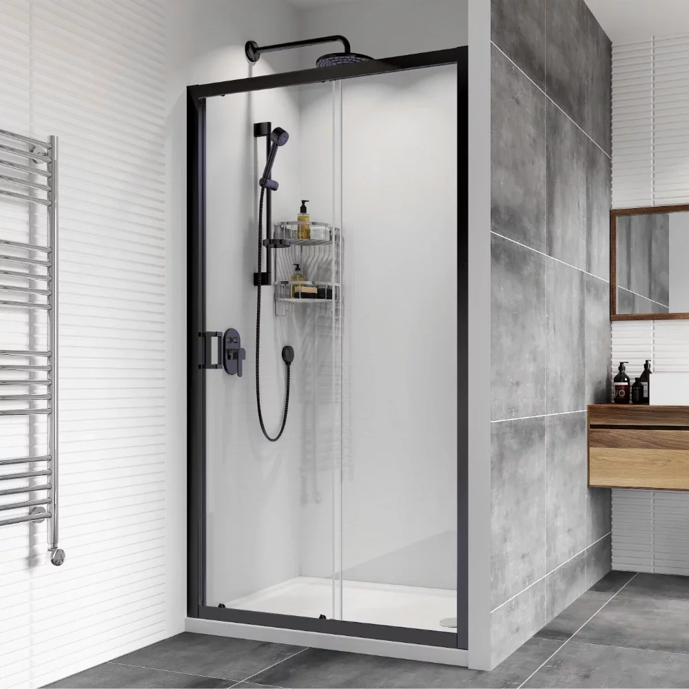 Roman Haven8 Matt Black 1100mm Sliding Shower Door