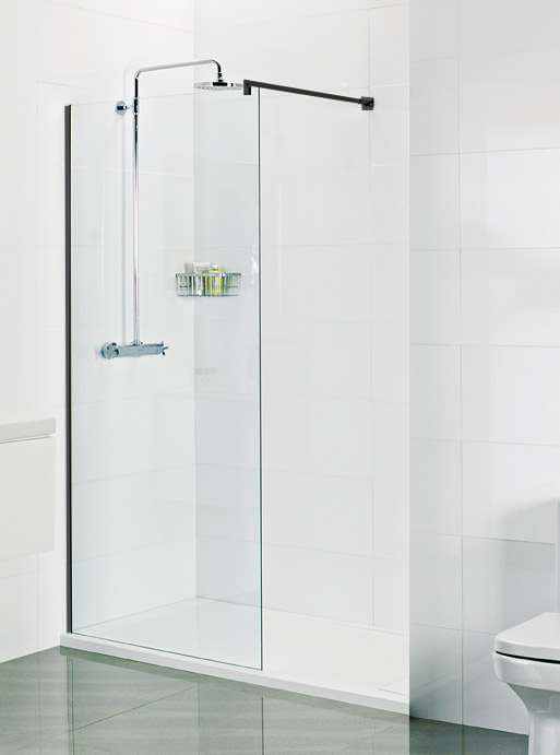 Roman Select 400 Matt Black Corner Wet Room Glass Panel 8mm