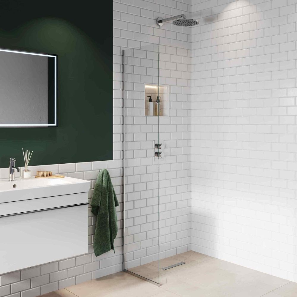 Abacus 8mm Wetroom Panel with Chrome Profile - 590mm