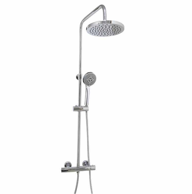 Pure Duo Round Dual Head Shower Column with Adjustable Riser