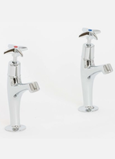 Skara Cross Top Hi Neck Sink Pillar Taps