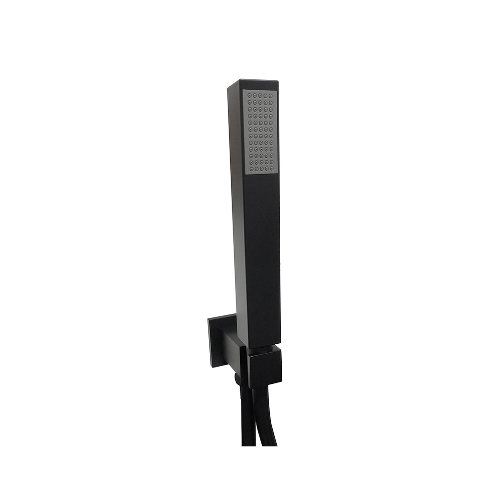 Scudo Square Black Shower Outlet, Hose and Head
