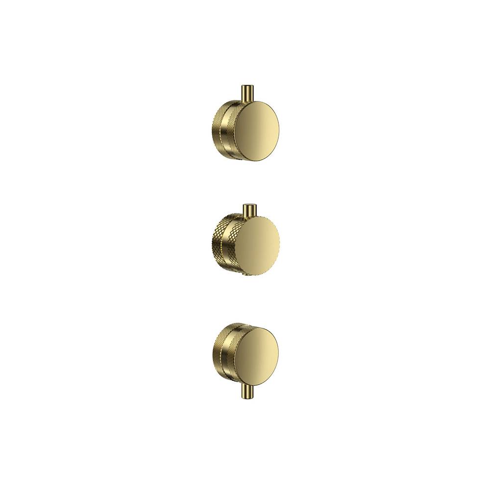 Scudo Brushed Brass Concealed Knurled Handle 3 Pack