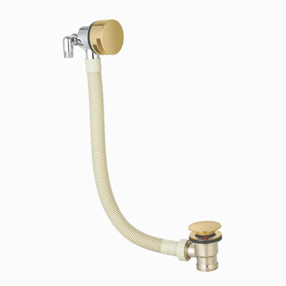 Scudo Brushed Brass Round Bath Filler & Overflow with Waste