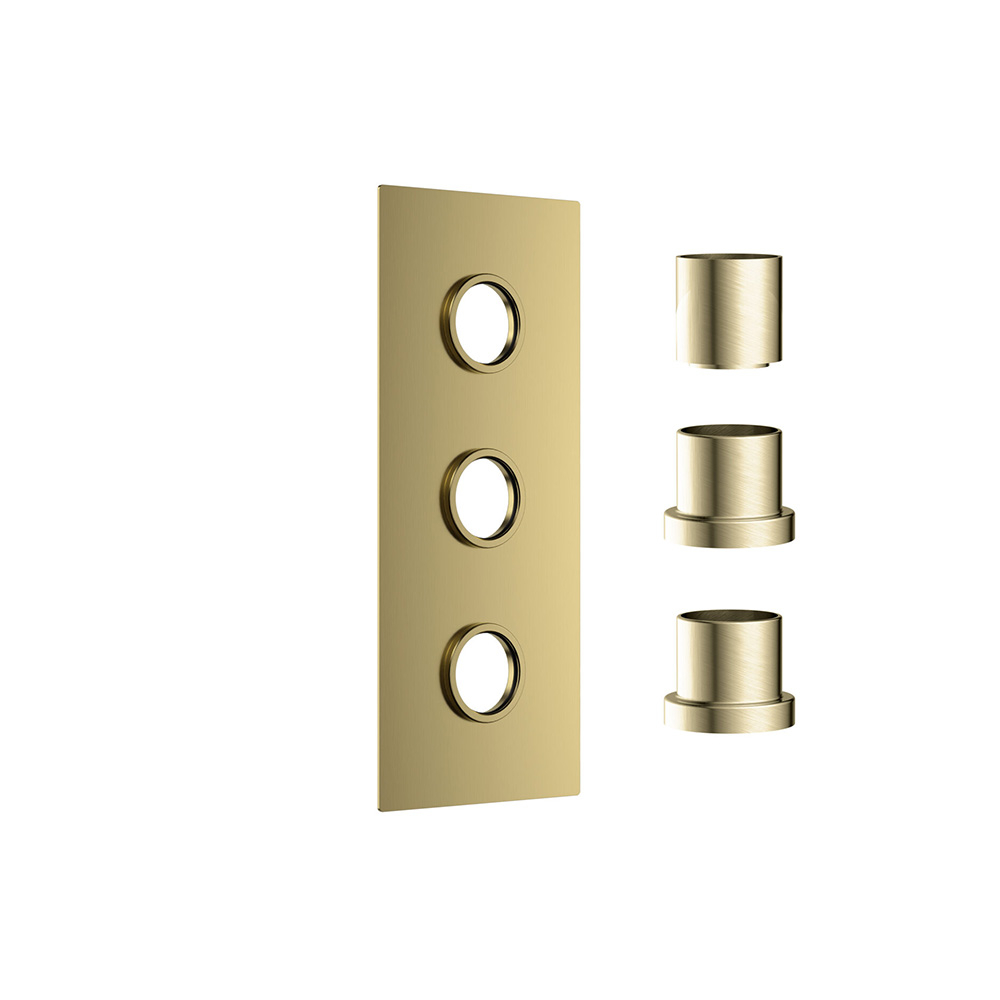 Scudo Brushed Brass Triple Concealed Plate with Sleeves