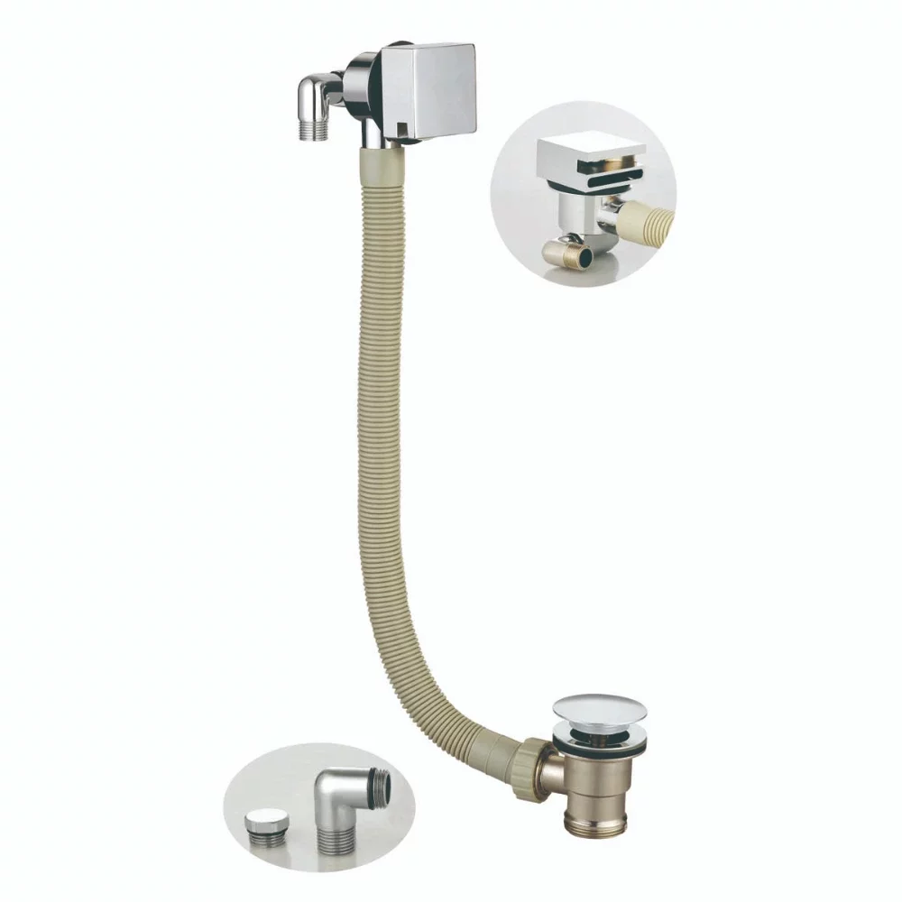 Scudo Chrome Square Bath Filler & Overflow with Waste