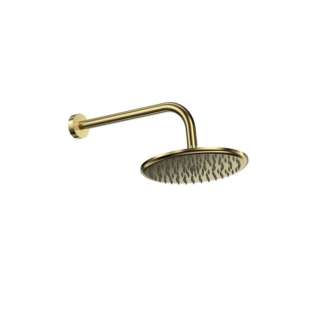 Scudo Round Brushed Brass Shower Head and Arm