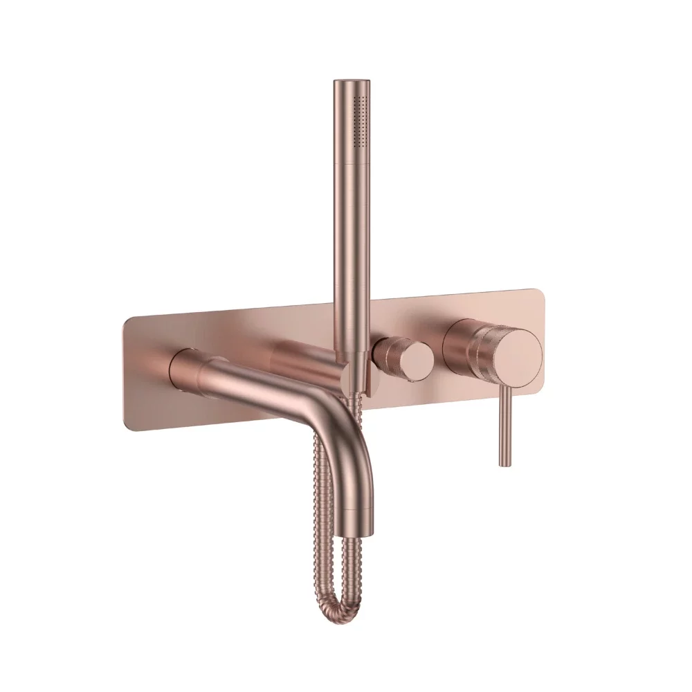 Scudo Core Wall Mounted Bath Shower Mixer and Handset Brushed Bronze