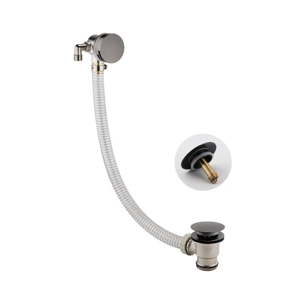 Scudo Gunmetal Round Bath Filler & Overflow with Waste