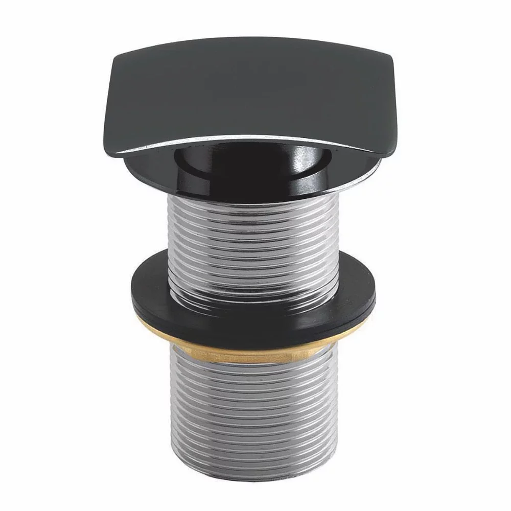 Scudo Square Matt Black Dome Unslotted Sprung Basin Waste