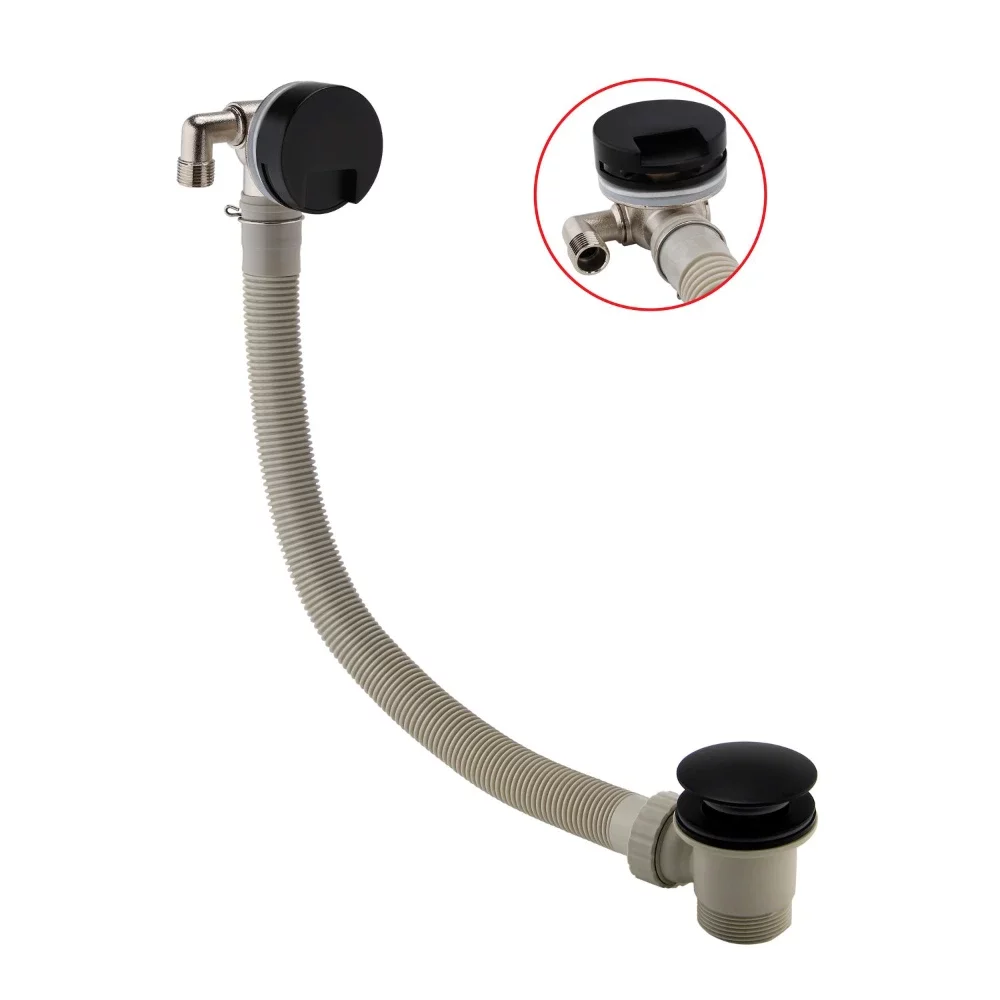 Scudo Matt Black Round Bath Filler & Overflow with Waste