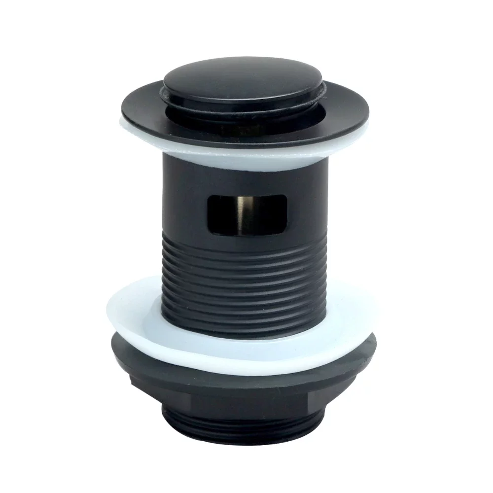 Scudo Round Matt Black Dome Slotted Sprung Basin Waste