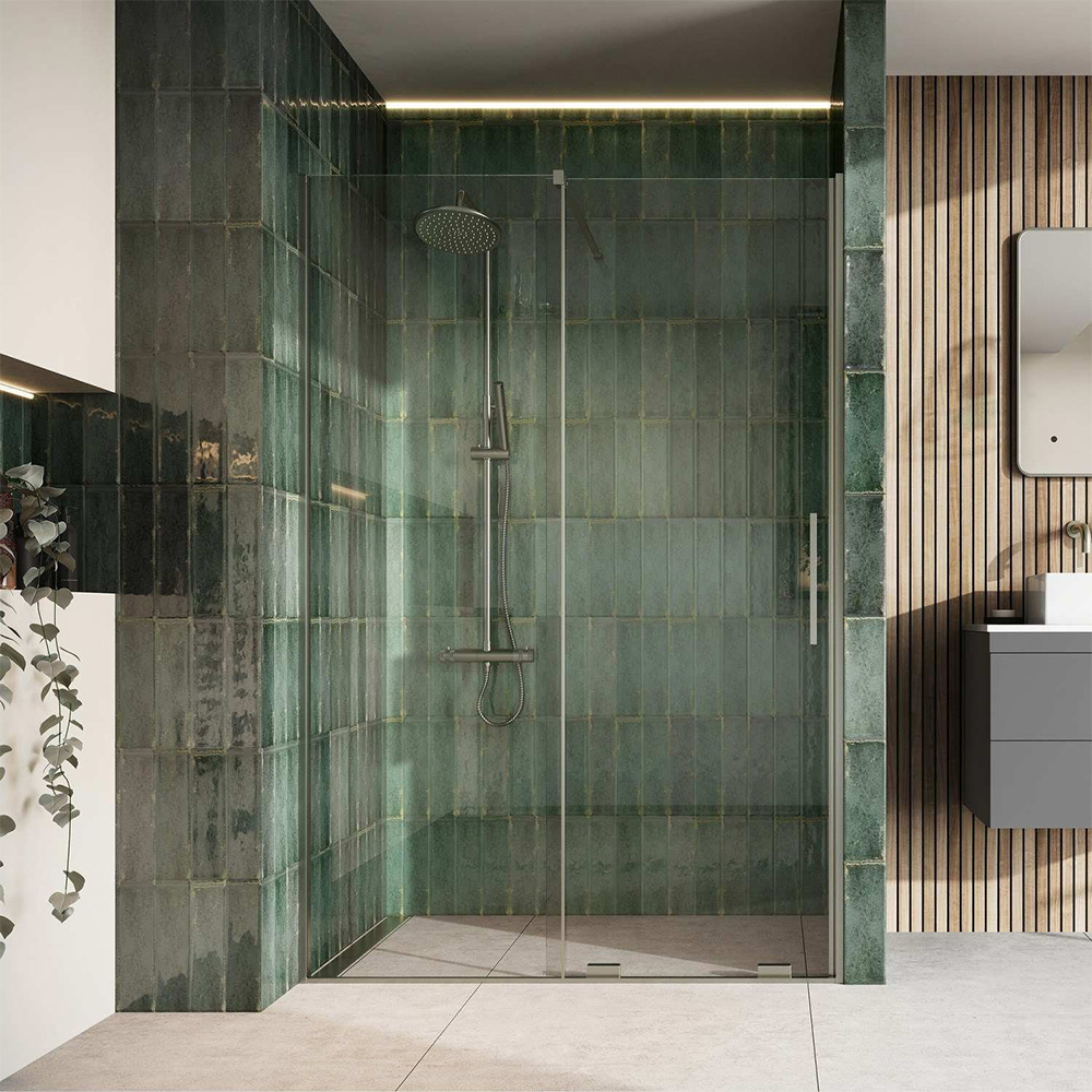 Scudo Momentum 1400mm Sliding Shower Door in Brushed Nickel
