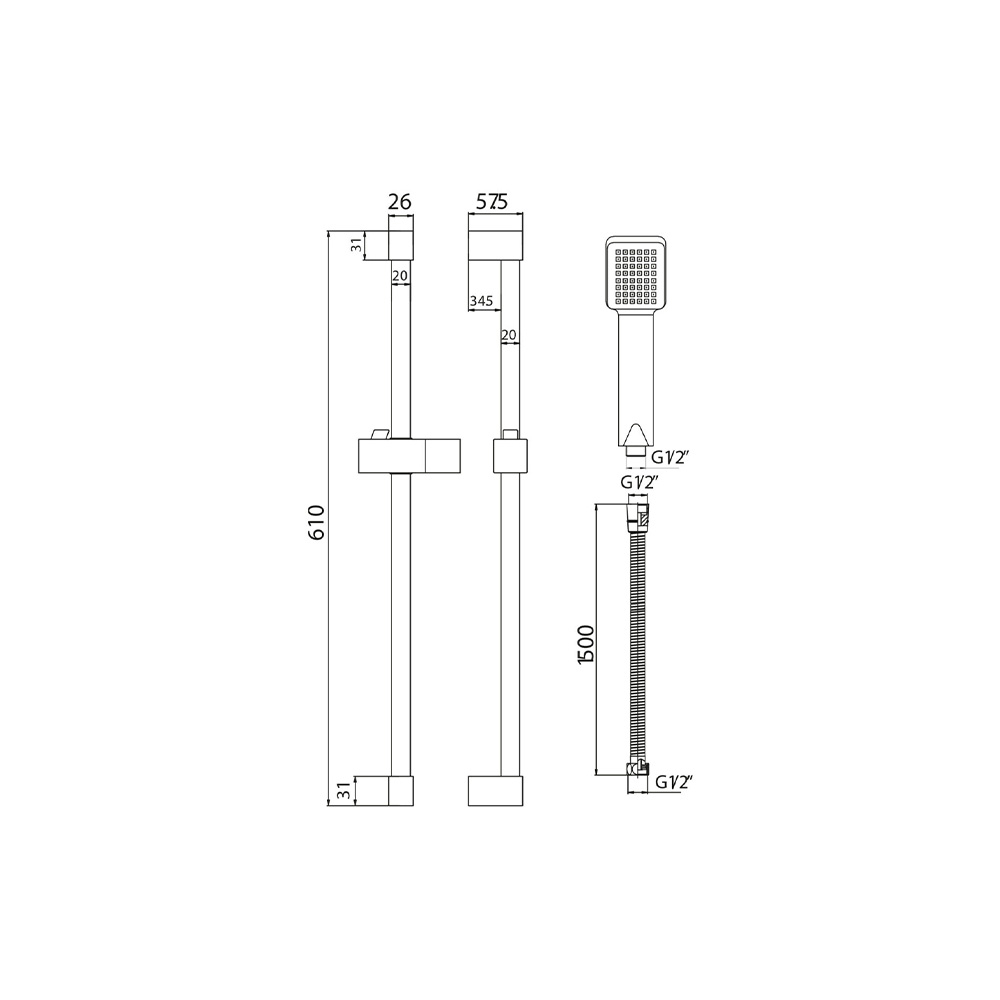 Scudo Chrome Square Riser Rail RISERKIT001