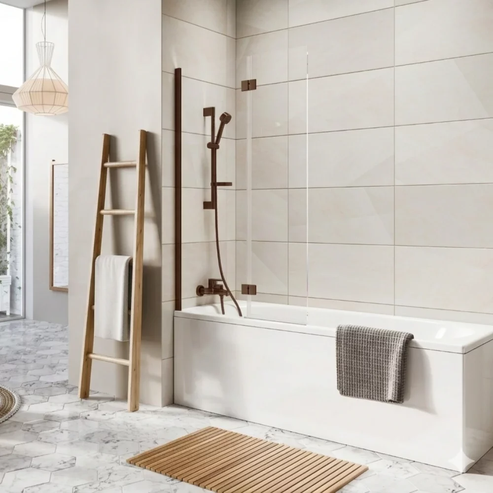 Lancia Thalia 1500x900mm Brushed Bronze Inward Opening Bath Screen