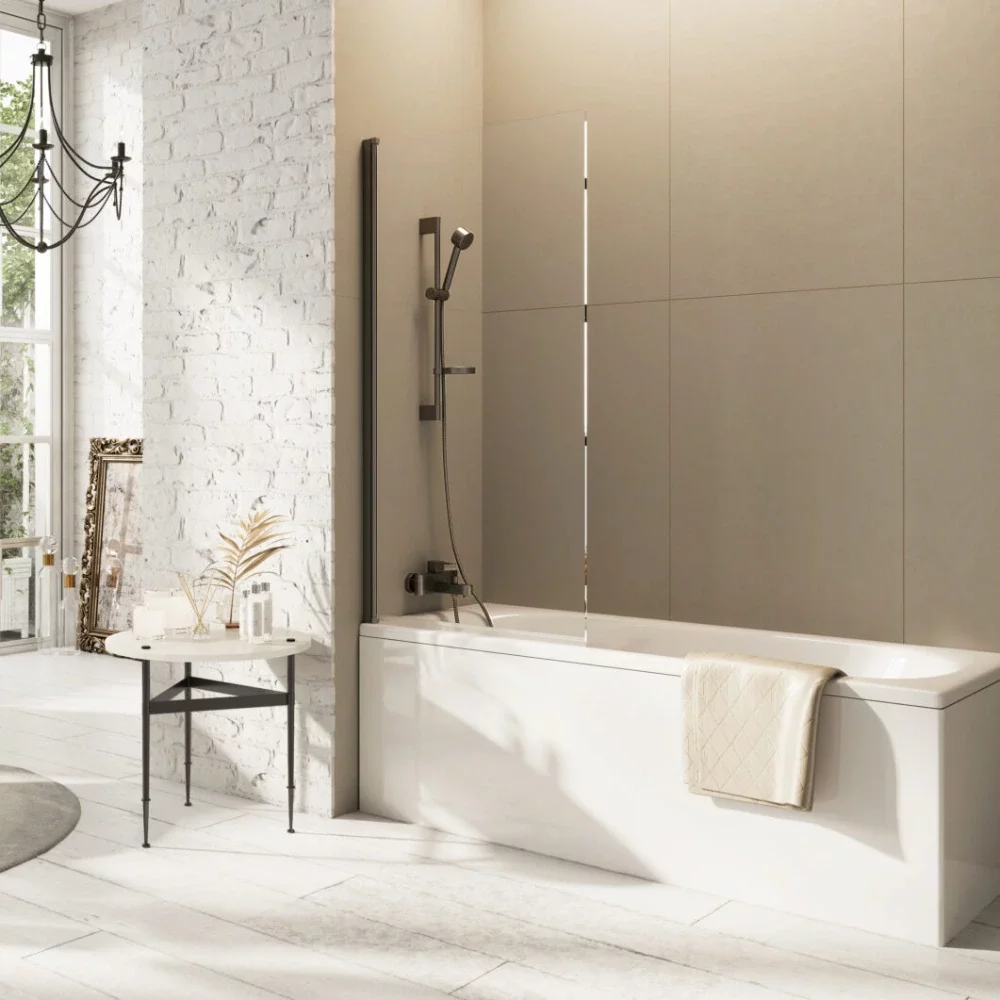 Lancia Thalia Gunmetal Bath Shower Screen