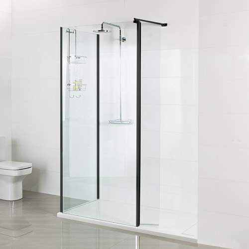 Roman Showers Select 400 Matt Black Pivoting Deflector Panel 443mm Width (10mm Glass)