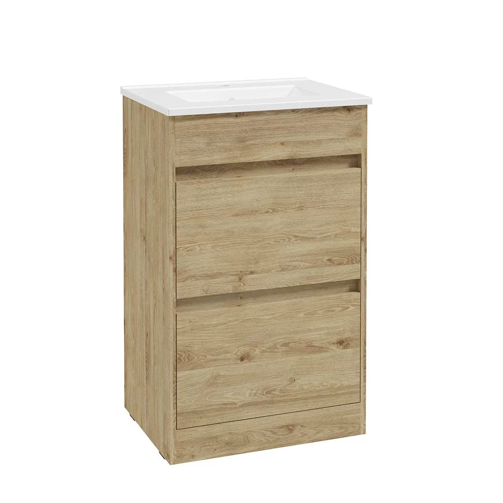 SELECT Source Oak 500mm Two Drawer Floor Standing Vanity Unit