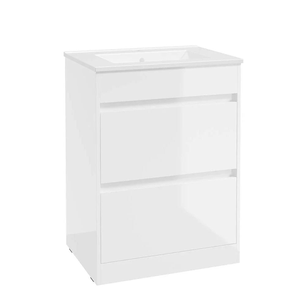 SELECT Source White 600mm Two Drawer Floor Standing Vanity Unit