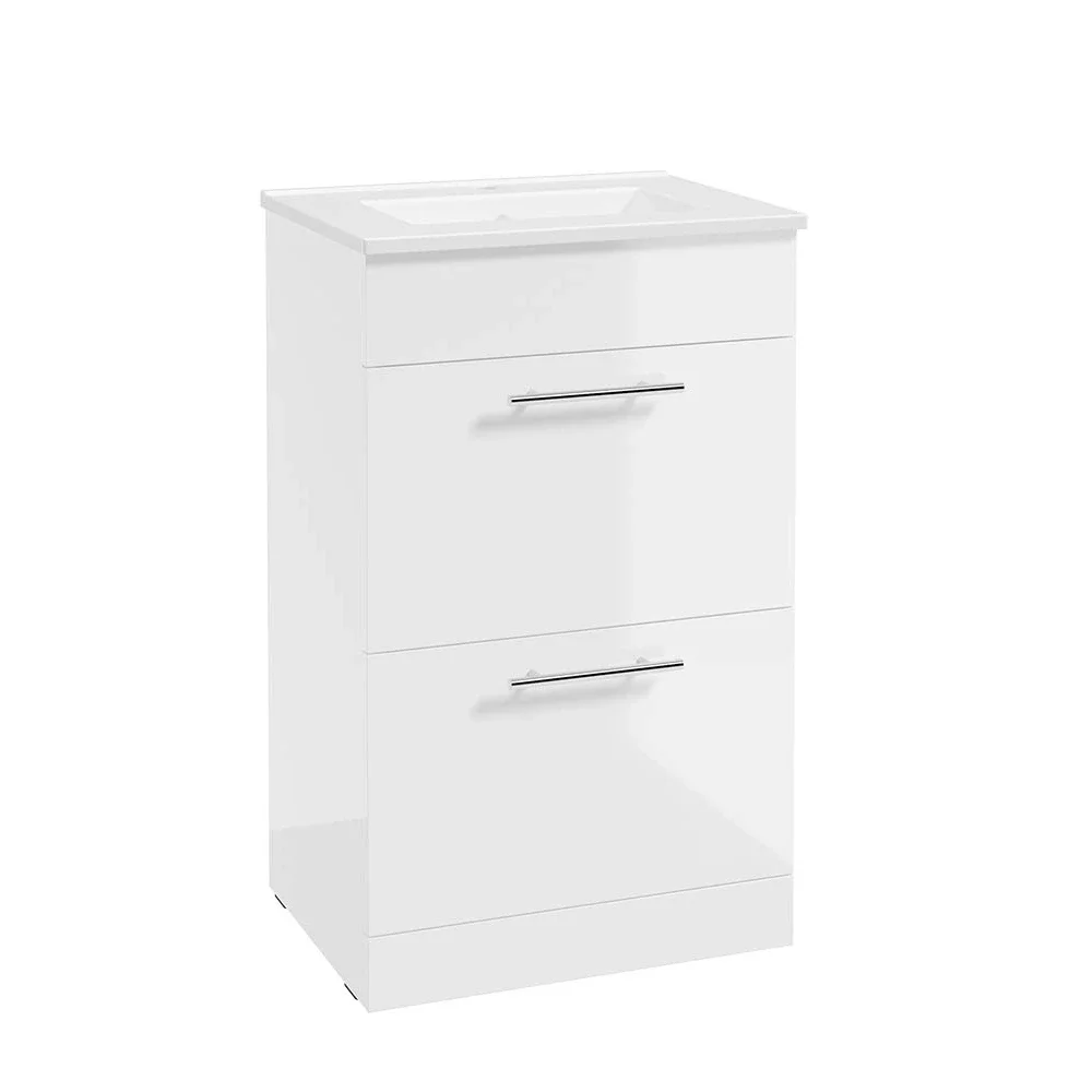 SELECT Strata White 500mm Two Drawer Floor Standing Vanity Unit