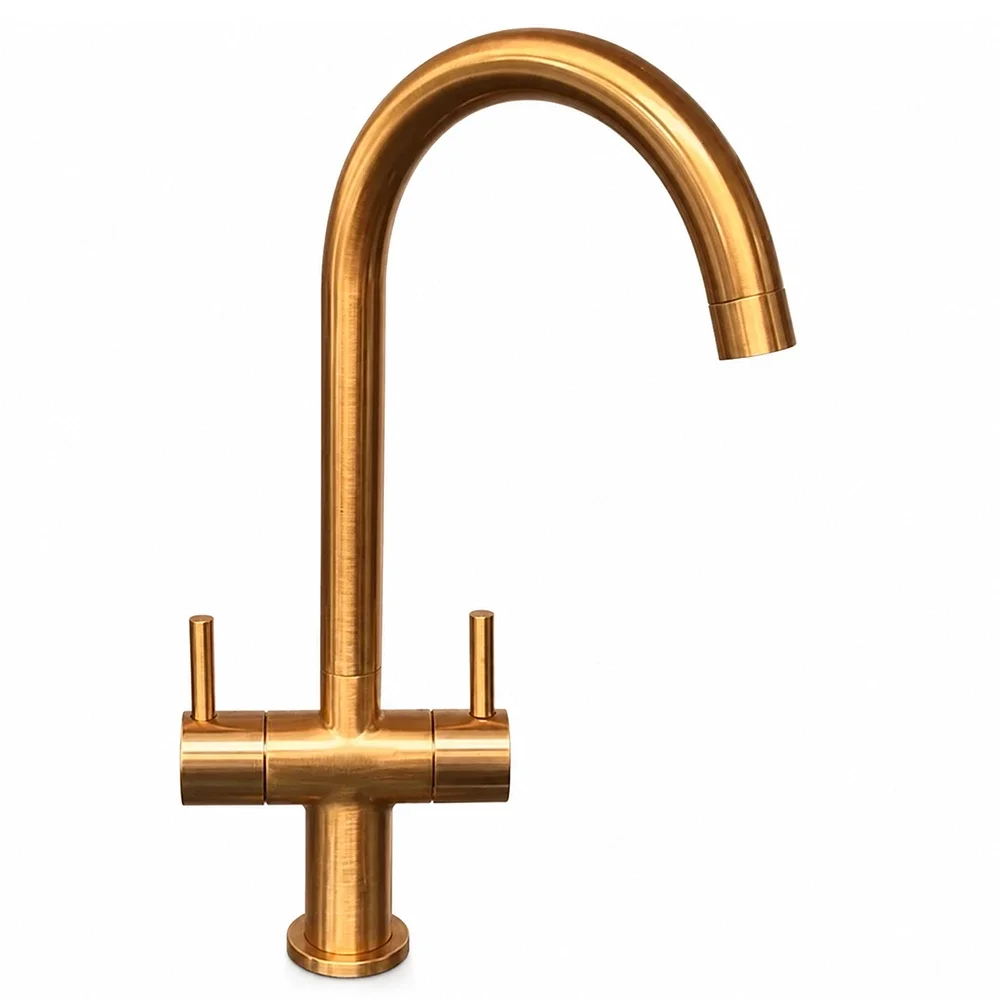 Shannon Twin Lever Kitchen Mixer Tap - Copper
