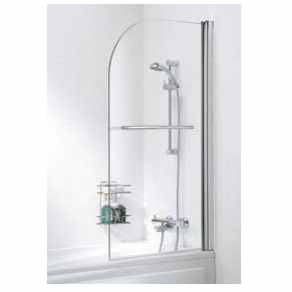 Curved Bath Shower Screen With Towel Rail - Silver - 800 x 1400 - 6mm Glass - Lakes - Classic