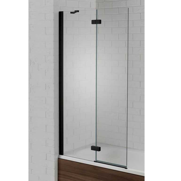 Aquadart Venturi 6 Black Hinged Bath Shower Screen Left Hand - 1500 x 900mm