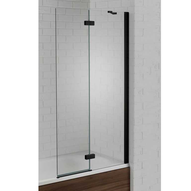 Aquadart Venturi 6  Black Hinged Bath Shower Screen Right Hand - 1500 x 900mm