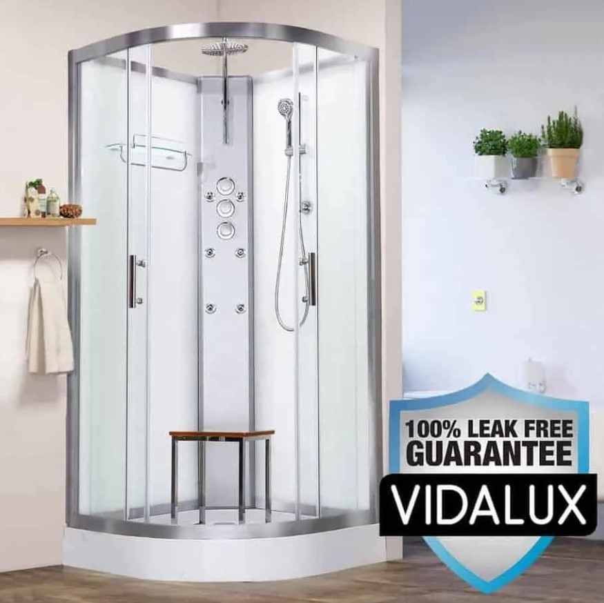 Vidalux Pure 1000 Hydro Massage Shower Cabin - 1000 x 1000mm - Crystal White 