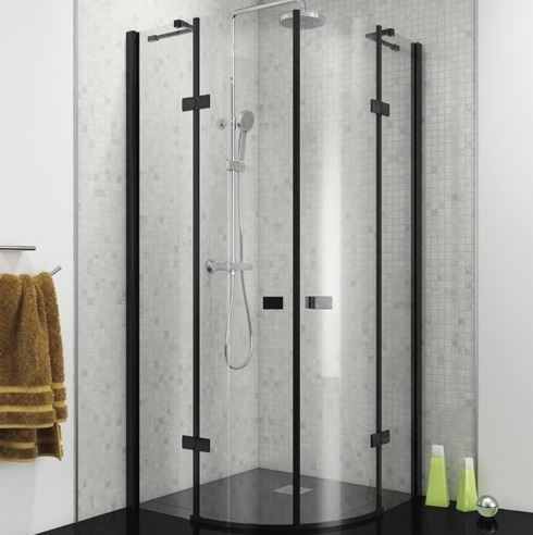 Vodas 8 Stella 900 Frameless Hinge Door Quadrant Shower Enclosure - Black