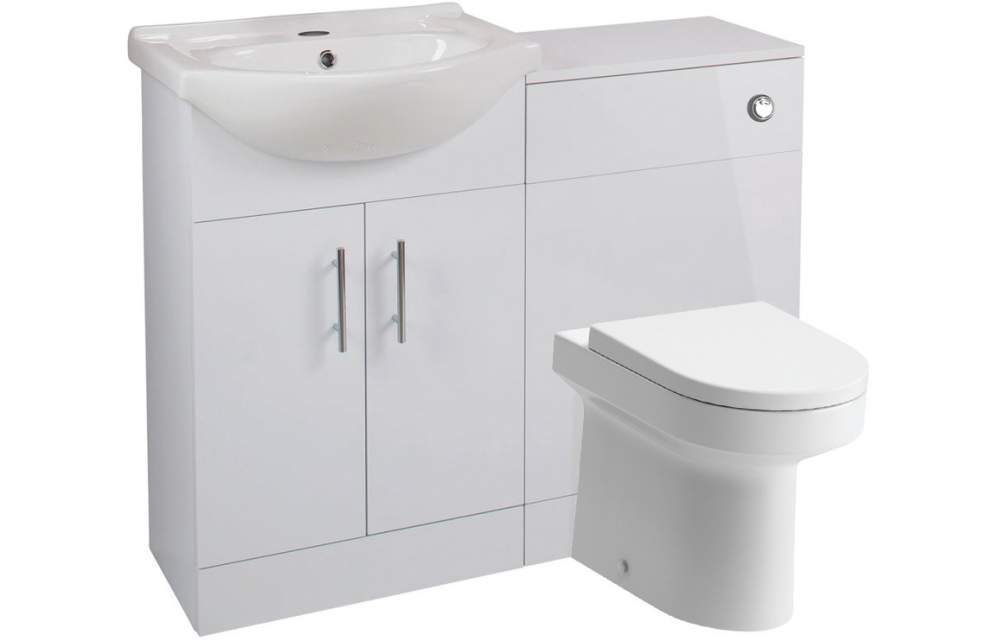 Watervale White Gloss Combination Vanity Unit & Toilet Unit Pack 1060mm