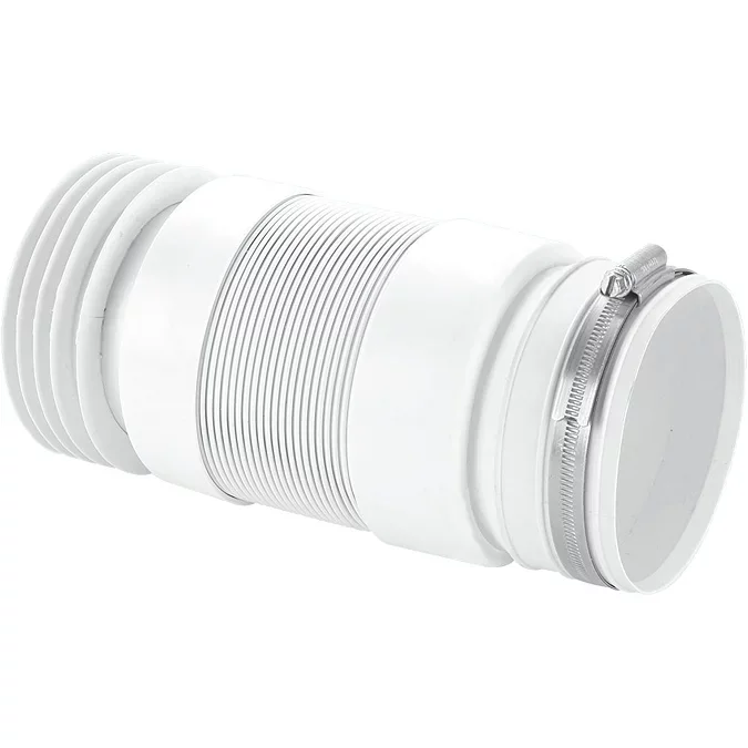 McAlpine White Back To Wall Flexible WC Connector With Jubilee Clip - WC-F21R