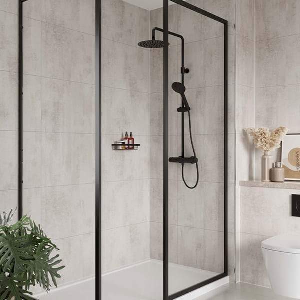 Multipanel White Gypsum Large Tile Effect Shower Board | Rubberduck Bathrooms