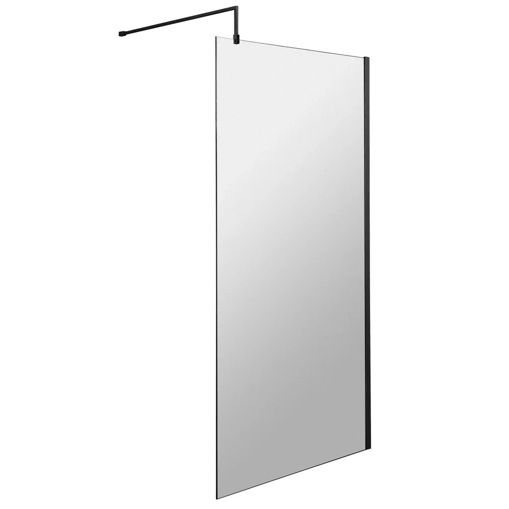 Nuie Wetroom Screen With Matt Black Profile and Support Bar