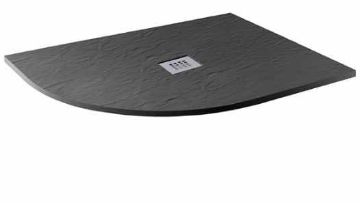 MX Minerals 1200 x 800 LH Jet Black Slate Effect Offset Quadrant Shower Tray